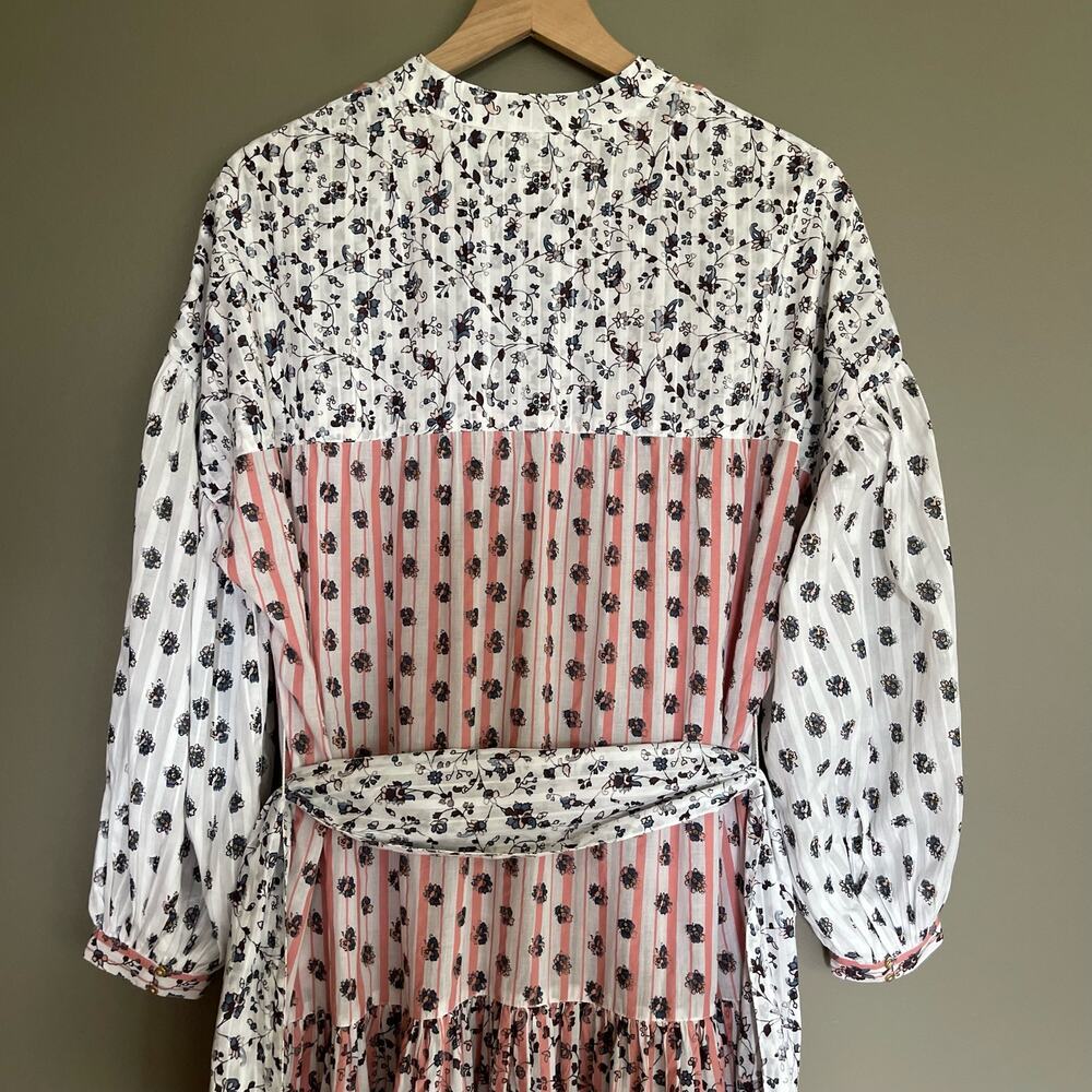 Ulla Johnson Selvi Printed Cotton Gauze Midi Dress Size 0 Pink White Floral Boho - Picture 14 of 16